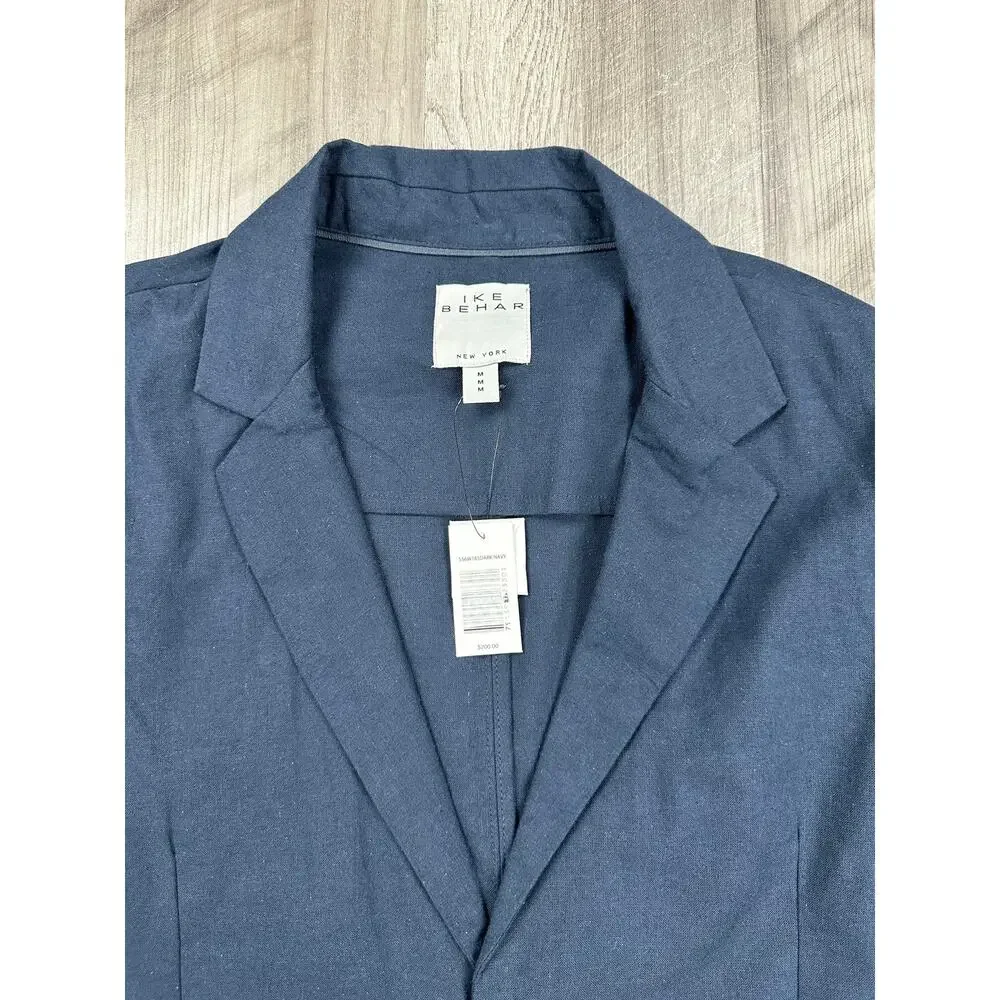 Ike Behar Unstructured Suit Dark Navy Cotton Linen Spandex NWT Medium Men's - Picture 11 of 16